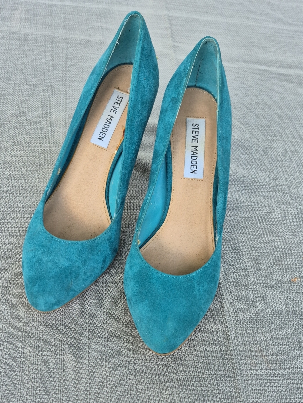 Steve Madden Teal Suede Pointed-Toe Vintage Pumps